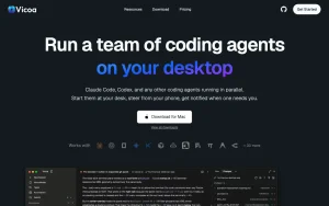 Vicoa homepage — screenshot of the coding AI tool, 2026-10-02