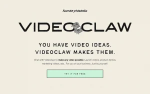 Videoclaw homepage — screenshot of the video AI tool, 2026-10-02