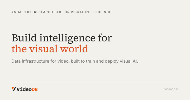 VideoDB homepage screenshot, video AI tool