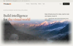 VideoDB homepage page homepage screenshot, video AI tool
