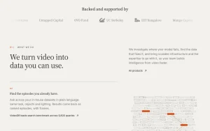 VideoDB homepage page homepage screenshot, video AI tool
