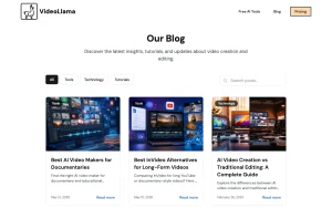 VideoLlama blog — screenshot of the video AI tool, 2026-10-02