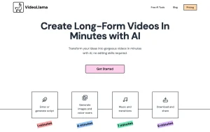 VideoLlama homepage — screenshot of the video AI tool, 2026-10-02