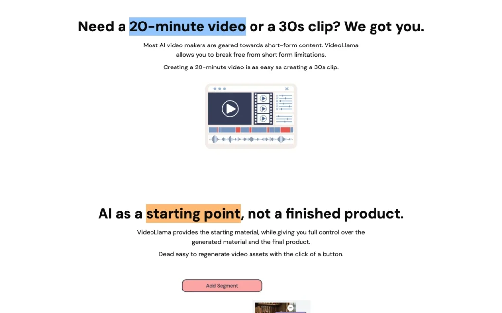 VideoLlama homepage — screenshot of the video AI tool, Oct 2, 2026