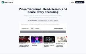 videotranscript.ai — productivity & writing AI tool cover image