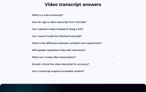 videotranscript.ai homepage — screenshot of the productivity & writing AI tool, 2026-10-01