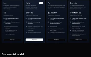 VideoVector pricing page homepage screenshot, video AI tool