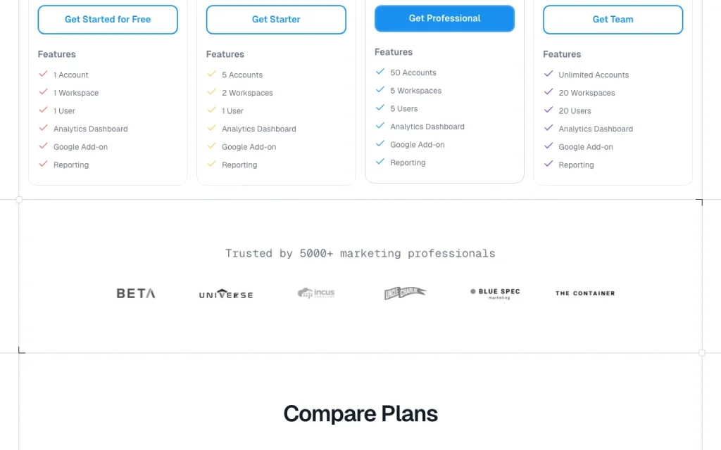 ViewMetrics pricing page with plans and prices — screenshot of the productivity & writing AI tool, Oct 1, 2026
