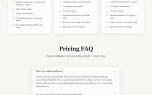 Viora pricing page homepage screenshot, productivity & writing AI tool