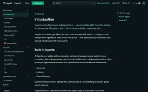 Vivgrid docs page homepage screenshot, coding AI tool