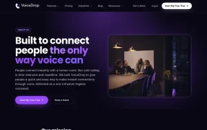 VoiceDrop about page — screenshot of the audio & voice AI tool, 2026-10-02