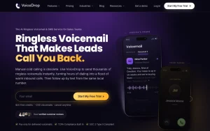 VoiceDrop homepage — screenshot of the audio & voice AI tool, 2026-10-02