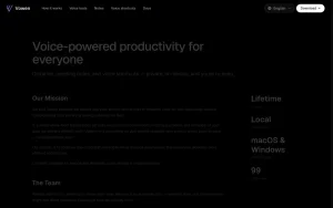 Vowen about page — screenshot of the audio & voice AI tool, 2026-10-02