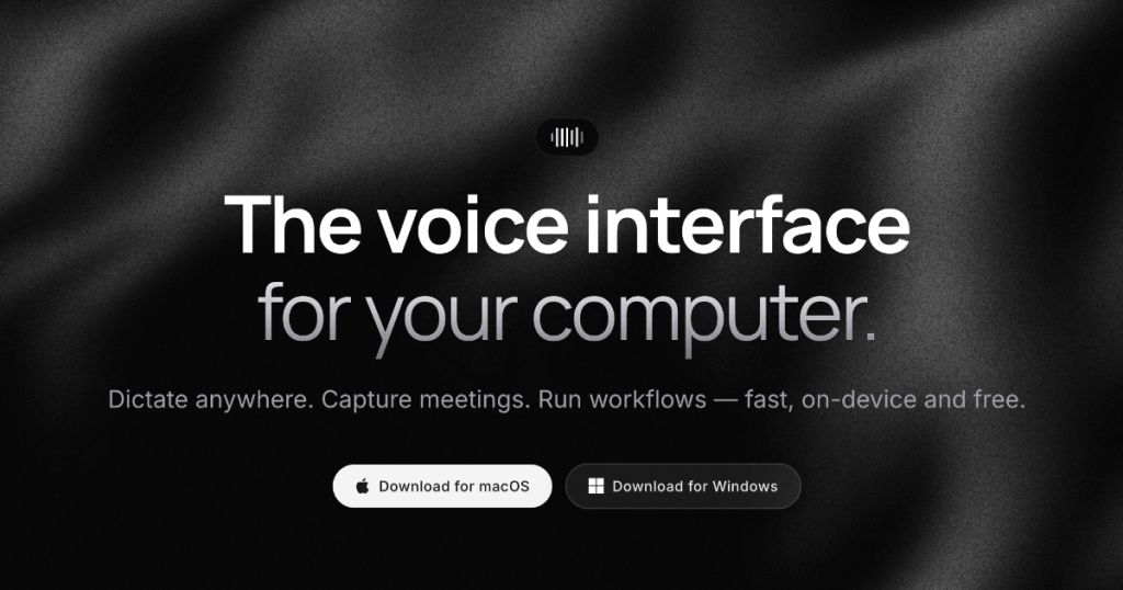 Vowen homepage screenshot, audio & voice AI tool