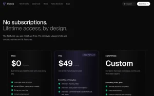 Vowen pricing page with plans and prices — screenshot of the audio & voice AI tool, 2026-10-02