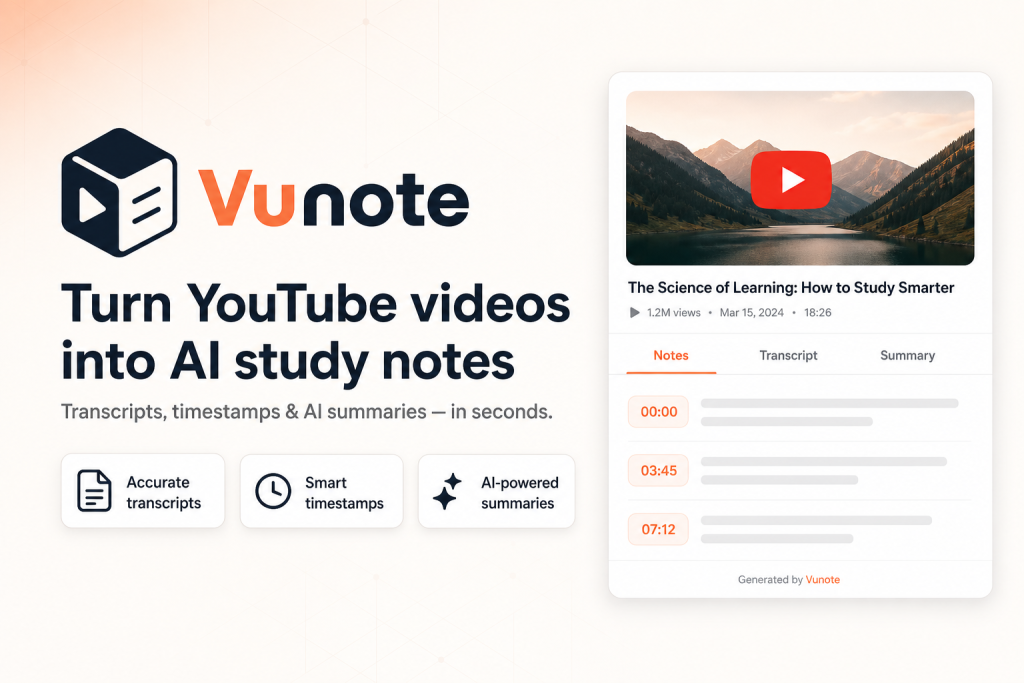 Capture d'écran de la page d'accueil de Vunote, outil d'IA productivité et rédaction