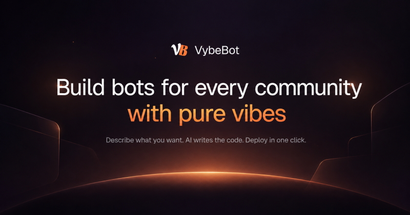 VybeBot homepage screenshot, coding AI tool