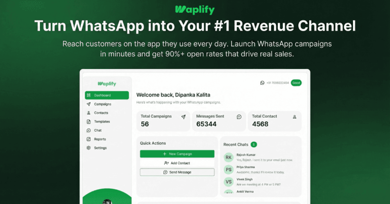 Waplify homepage screenshot, productivity & writing AI tool