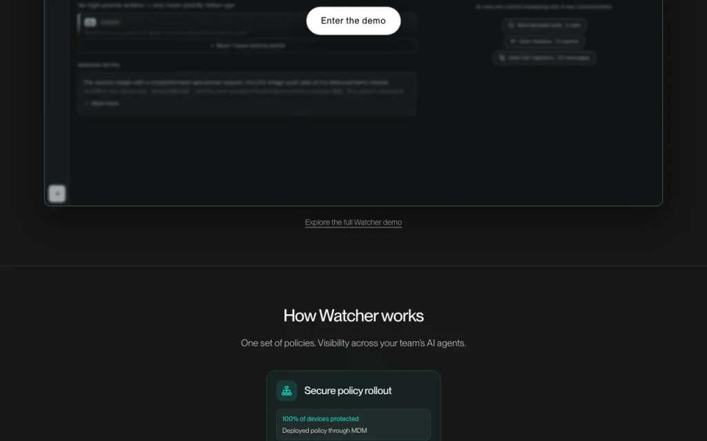 Watcher (by Apollo Research) página inicial: captura de tela da ferramenta de IA programação, Oct 1, 2026