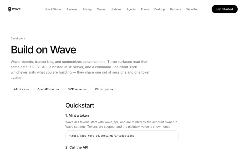 Wave documentación — captura de pantalla de la herramienta de IA productividad y escritura, Oct 13, 2026