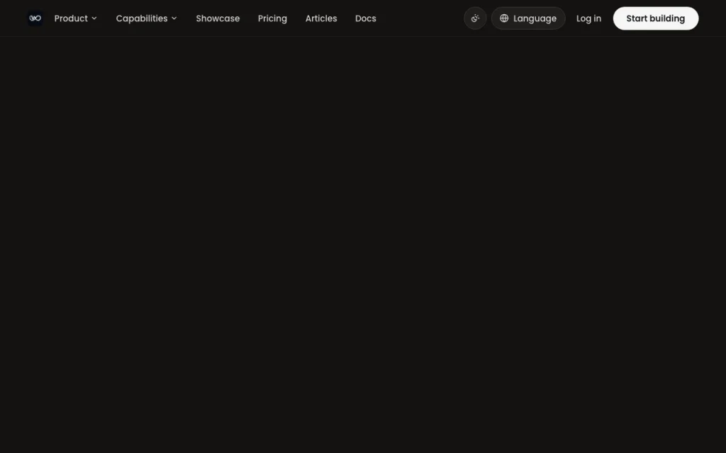 Captura de la página de inicio de We0.ai, herramienta de IA programación