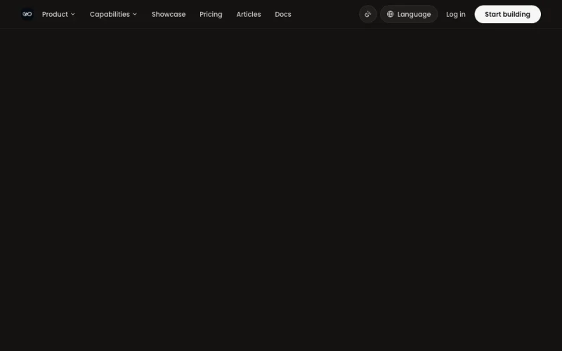 Captura de la página de inicio de We0.ai, herramienta de IA programación