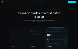 Weavin pricing page with plans and prices — screenshot of the productivity & writing AI tool, 2026-10-02