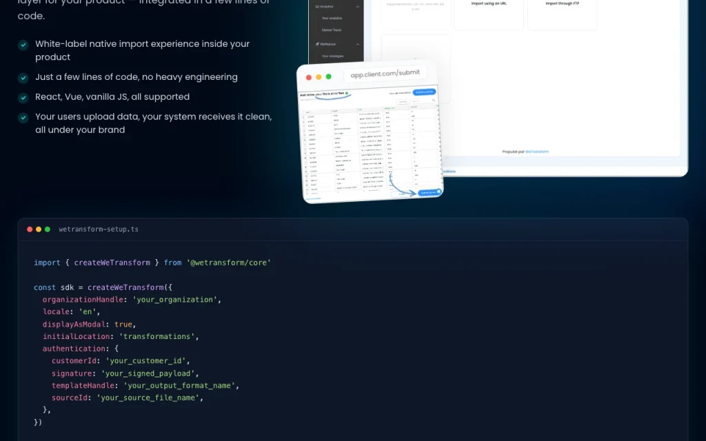 WeTransform página principal — captura de pantalla de la herramienta de IA productividad y escritura, Oct 1, 2026
