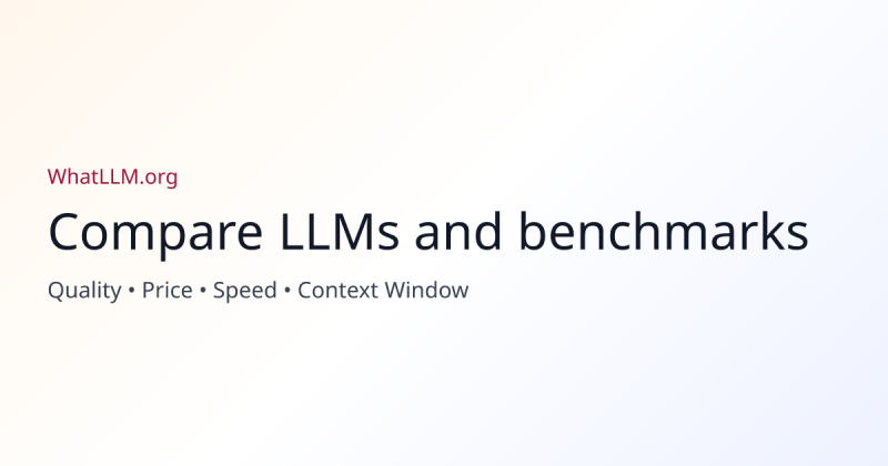 WhatLLM.org homepage screenshot, research & search AI tool