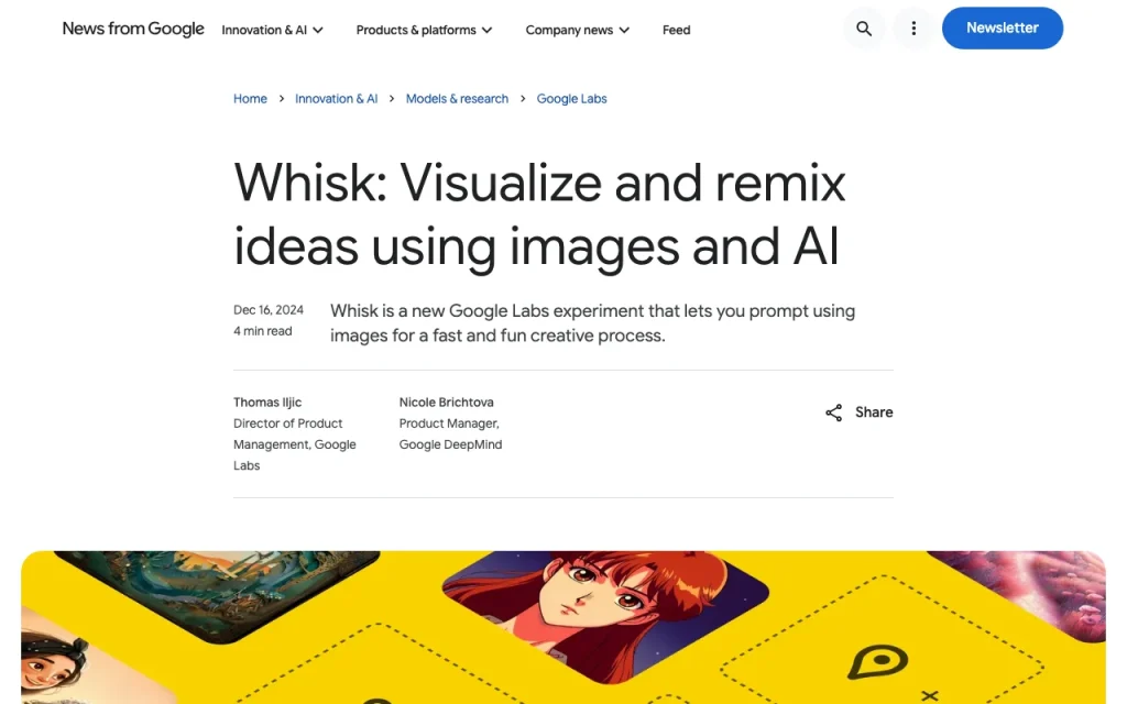Whisk (Google Labs) help center — screenshot of the image generation AI tool, Oct 13, 2026
