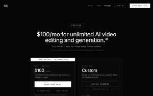 Wideframe pricing page with plans and prices — screenshot of the video AI tool, 2026-10-02
