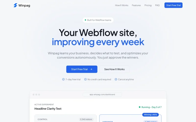 Winpag homepage screenshot, productivity & writing AI tool