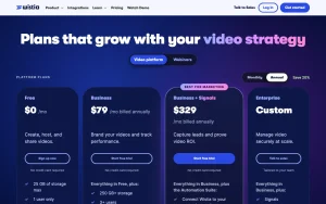 Wistia Remix pricing page with plans and prices — screenshot of the video AI tool, 2026-10-01