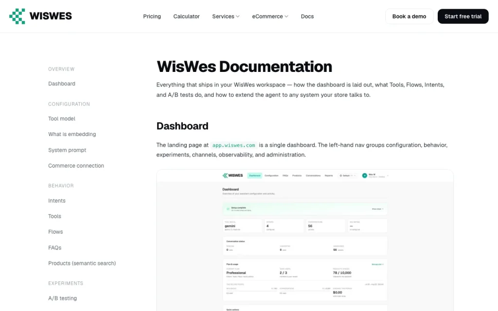 WisWes documentation — screenshot of the chat assistants AI tool, Oct 1, 2026