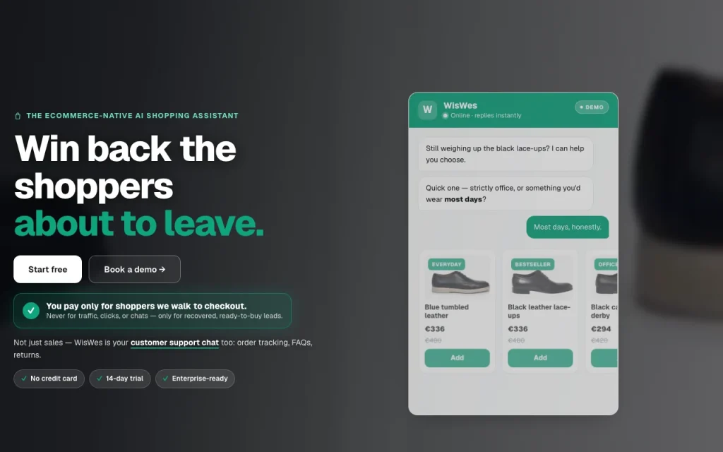 WisWes homepage — screenshot of the chat assistants AI tool, Oct 1, 2026