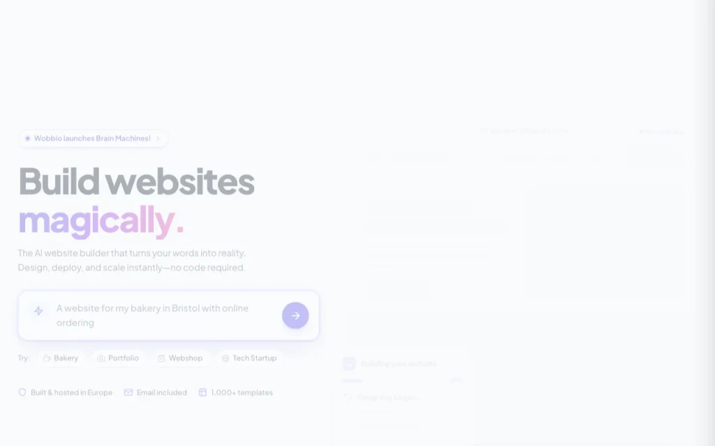 Wobbio homepage — screenshot of the productivity & writing AI tool, Oct 2, 2026