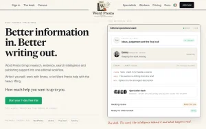 Word Presto homepage — screenshot of the productivity & writing AI tool, 2026-10-02