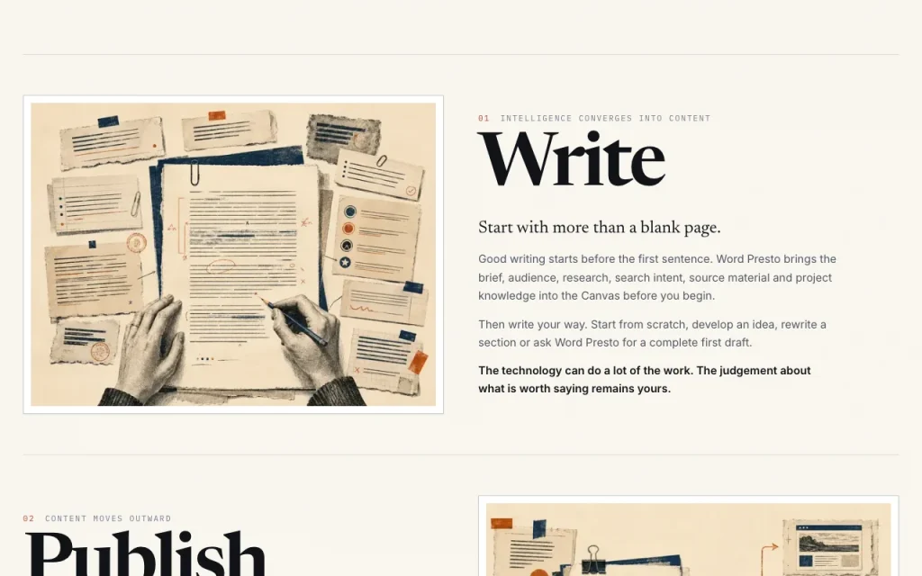 Word Presto Startseite – Screenshot des KI-Tools produktivität & schreiben, Oct 2, 2026