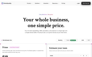 WorksBuddy pricing page homepage screenshot, productivity & writing AI tool