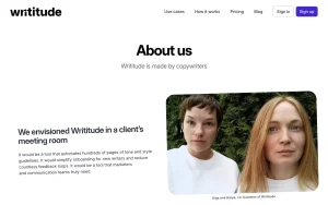 Writitude about page — screenshot of the productivity & writing AI tool, 2026-10-02
