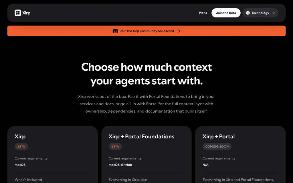 Xirp pricing page with plans and prices — screenshot of the coding AI tool, Oct 2, 2026