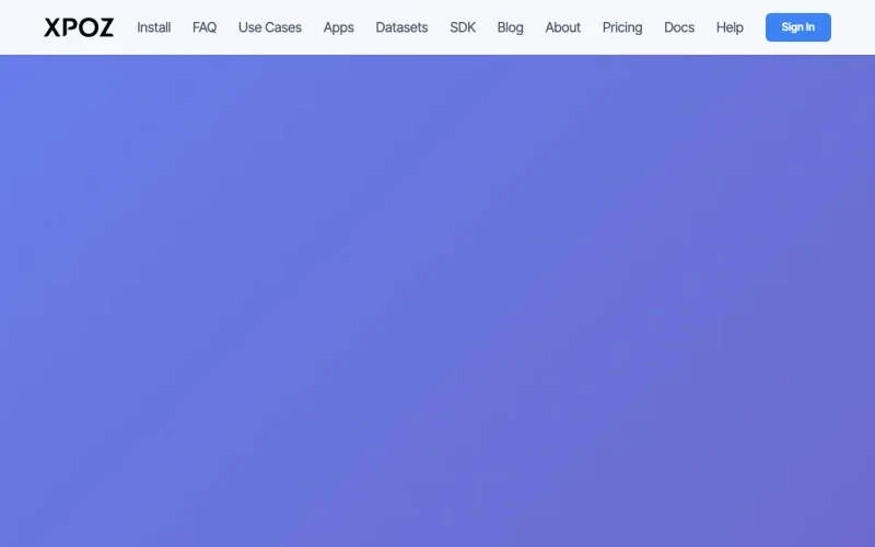Xpoz MCP homepage screenshot, research & search AI tool