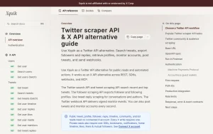 Xquik api_docs page homepage screenshot, productivity & writing AI tool