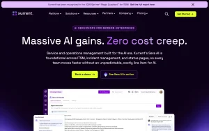 Xurrent homepage — screenshot of the productivity & writing AI tool, 2026-10-02