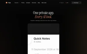 Yaps homepage page homepage screenshot, audio & voice AI tool