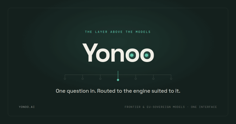 Yonoo homepage screenshot, chat assistants AI tool