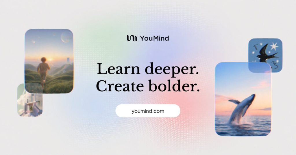 YouMind homepage screenshot, productivity & writing AI tool