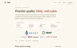 YuE2 homepage — screenshot of the audio & voice AI tool, 2026-10-02
