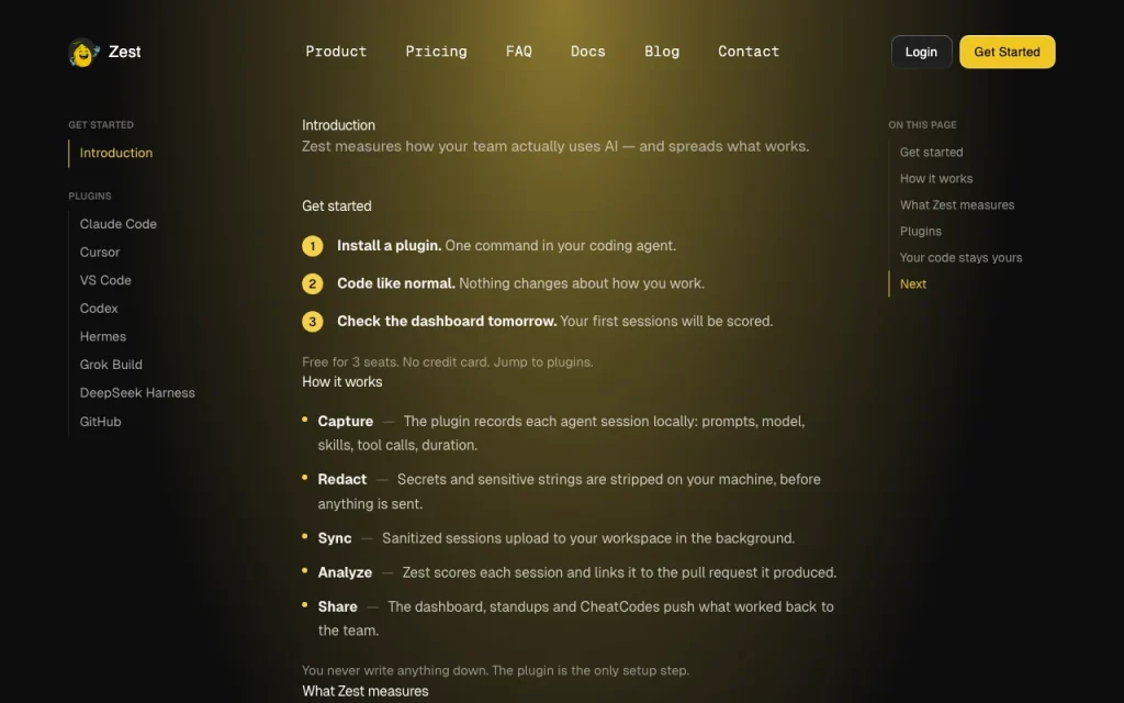 Zest documentation — screenshot of the coding AI tool, Oct 2, 2026