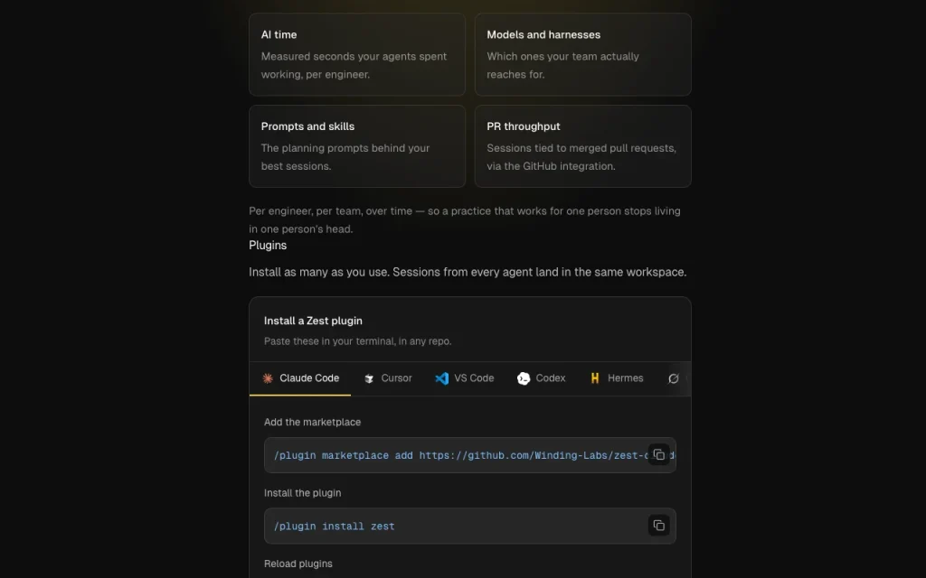 Zest documentation — screenshot of the coding AI tool, Oct 2, 2026